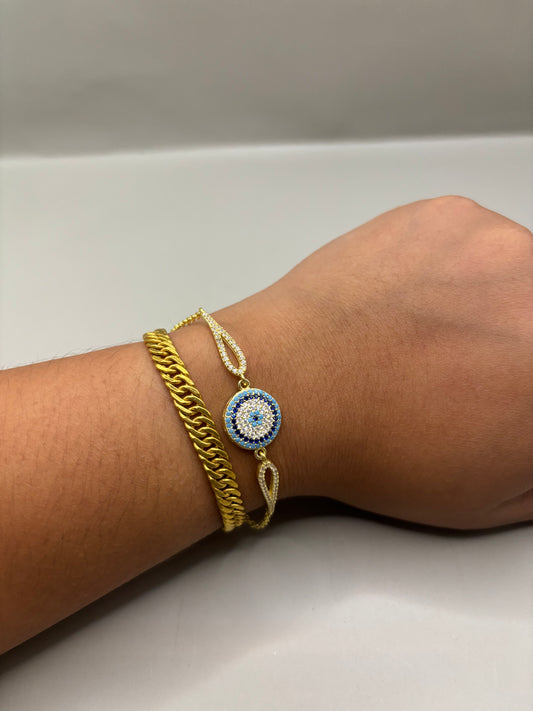 925 Silver Evil Eye Bracelet - Tarnish Free