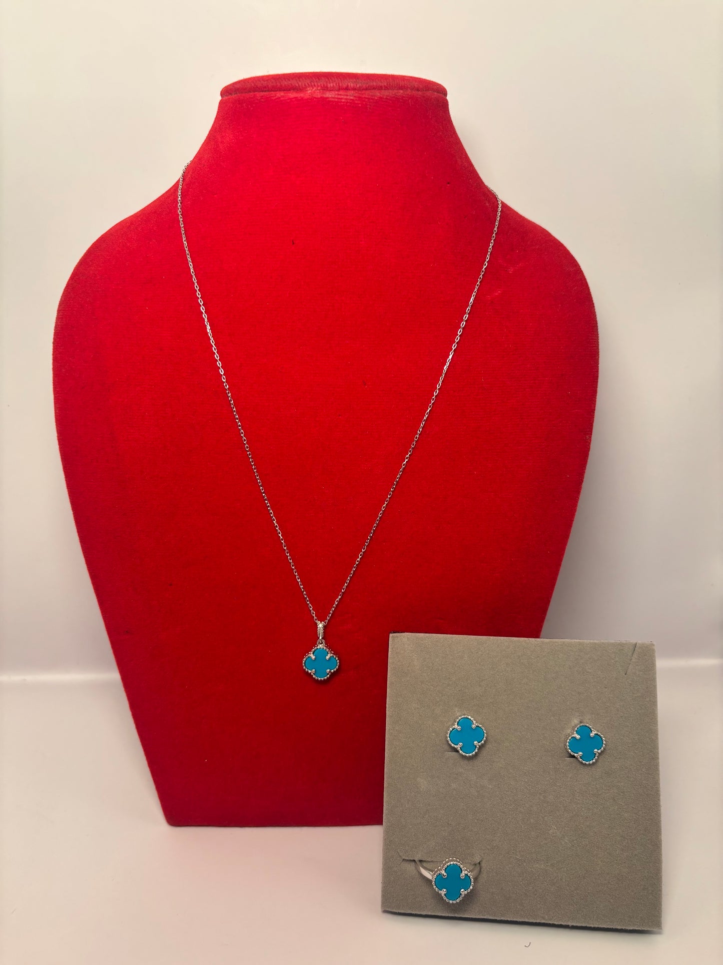 925 Silver Four Leaf Clover Set