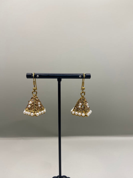 Gold Pearl Jhumka