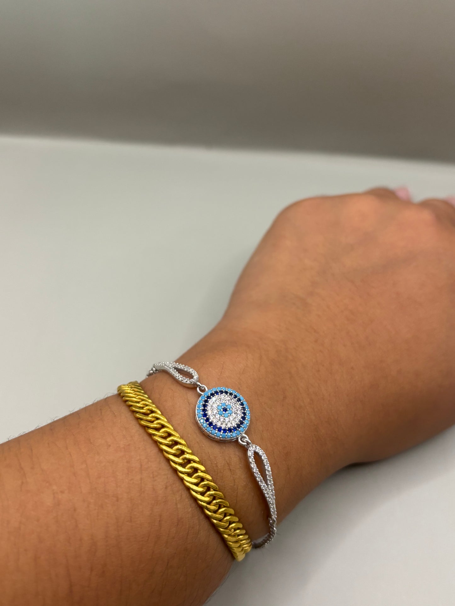 925 Silver Evil Eye Bracelet - Tarnish Free