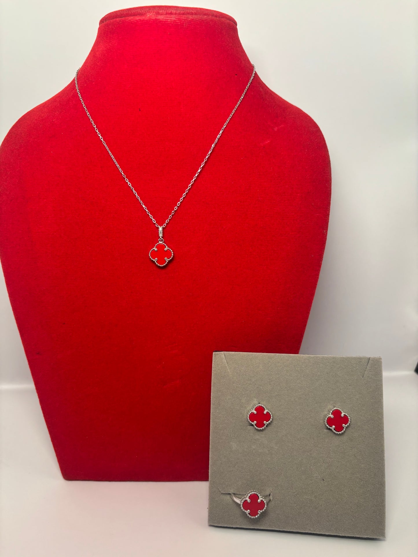 925 Silver Four Leaf Clover Set