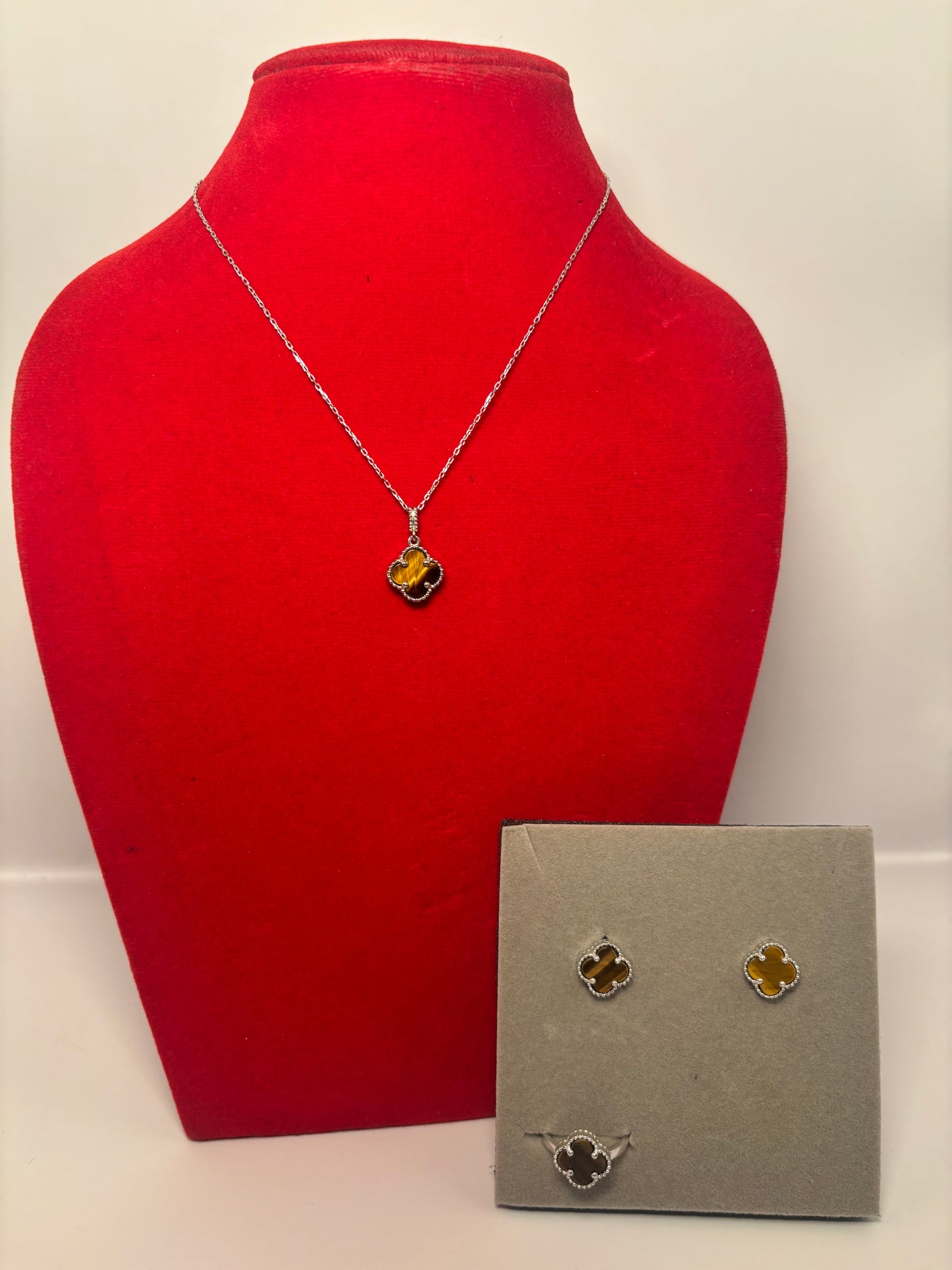 925 Silver Four Leaf Clover Set