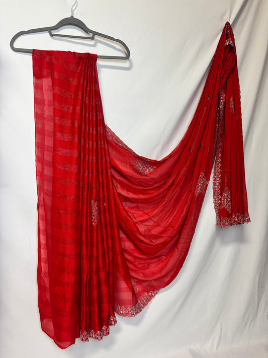 Georgette Saree with Snowflake Rhinestones