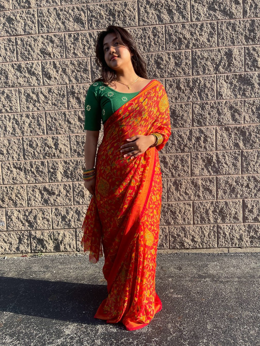 Floral Print Saree