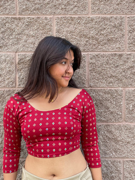 Stretchy Blouse Diamond Print